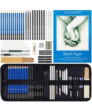 EGOSONG 41 Drawing Set Sketch Kit  Sketching Supplies with Sketchbook  Graphite  and Charcoal Pencils  Pro Art Drawing Kit for Adults Teens Beginners Kids  ideal for Sketching Shading