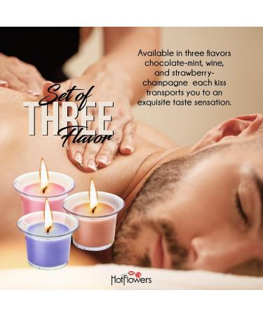 Buy HOT Flowers Kissable Massage Candle - Skin Safe Low Heat Moisturizing Wax Play | Set of 3 - International Shipping Available - Buy Online on GoSupps.com