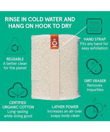 Cleanlogic Organic Cotton Exfoliating Body Scrubber - 3 Pack Reusable Exfoliator for Smooth Skin - Daily Skincare Routine Essential - Buy Online on GoSupps.com