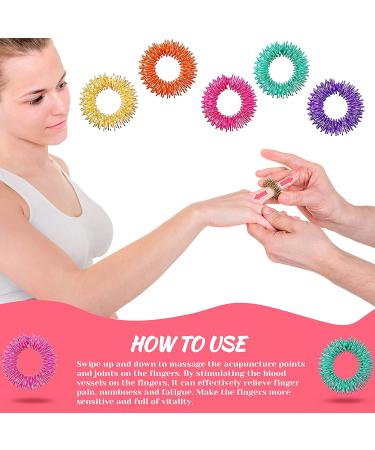 Blulu 50-Piece Acupressure Rings Set for Teens & Adults - Spiky Sensory Finger Massager & Stress Reducer - Orange, Yellow, Purple, Green, Rose Red - Buy Online on GoSupps.com