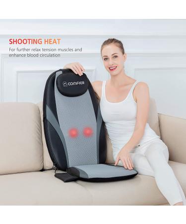 Comfier Back Massager with Heat - Shiatsu Massage Chair Pad for Full Back, Shoulder, and Neck - Home & Office Use - Gray - Buy Online on GoSupps.com