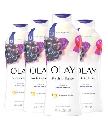 Olay Body Wash for Women Fresh Radiance Refreshing & Renewing Made with Plant Based Cleansers B3 Botanical Complex For All Skin Types Fresh Berries Scent 22 fl oz (Pack of 4) Fresh Berries 1 Ounce (Pack of 4)
