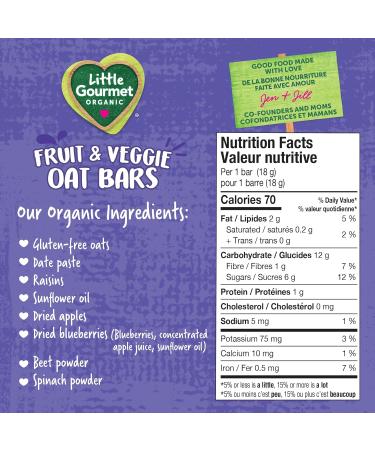 Baby Gourmet Organic Fruit & Veggie Bar - Apple Blueberry Beet & Spinach - No Artificial Flavours Non-GMO Gluten-Free 5 x 18g - Pack of 8 Apple Blueberry Beet Bar - Buy Online on GoSupps.com