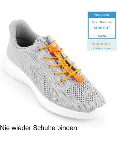 BodyPride Premium Lazy Laces - Elastic Quick Closure & Reflectors | 12 Colors 120 cm Neon Orange | Perfect for Sports Marathon Triathlon Kids & Seniors - No Tying Required - Buy Online on GoSupps.com