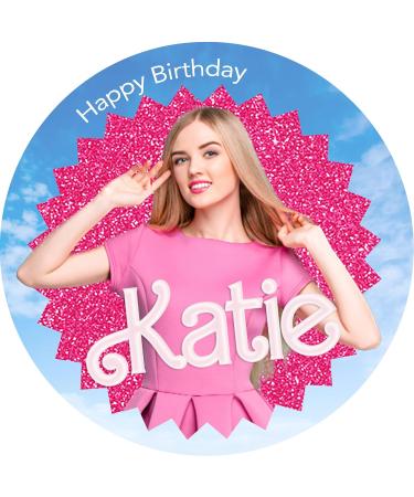 Barbie style Personalised Round Icing Cake Topper up to 8" - Buy Online on GoSupps.com