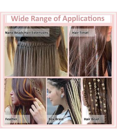 Vlasy Nano Beads Silicone Lined 3.0mm 200PCS + Hair Extension Loop Needle Threaders Set - Blonde Hair Extensions/Tinsel - Buy Online on GoSupps.com