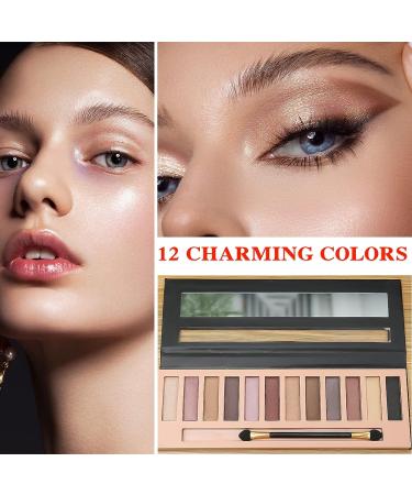 BKPPLZP 12 Colors Nude Eyeshadow Palette - Matte & Shimmer Natural Pigments for Long-Lasting, Waterproof Smokey Eye Look - Professional Beauty Makeup Kit - Buy Online on GoSupps.com