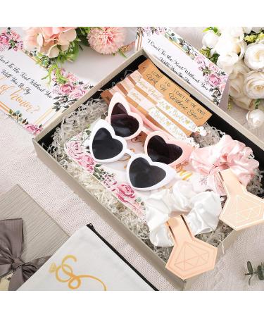 Bridesmaid Proposal Gift Set: Cosmetic Makeup Bag, Hair Ties, Sunglasses & Invitation Card - Sweet Theme - Buy Online on GoSupps.com