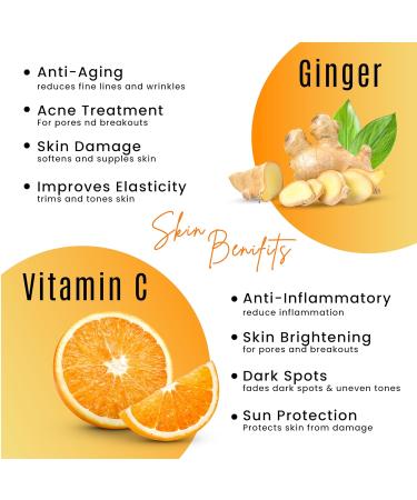 Ginger Face Serum with Vitamin C & Turmeric | Organic Acne Treatment for Clear Skin Hydration & Anti-Aging | 1 FL OZ - Buy Online on GoSupps.com