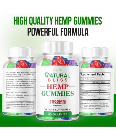 Natural Bliss Gummies - Official Formula - Natural Bliss Hemp Gummies Premium Blend NaturalBliss Gummies 25mg Hemp Per Gummy 1500mg Hemp Per Bottle Advanced Formula Hemp Extract Gummy (60 Gummies) - Buy Online on GoSupps.com