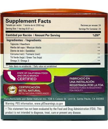 Premium Colestodown Tea by Betel Natural - Healthy Cholesterol Levels - 24 Tea Bags - Buy Online on GoSupps.com