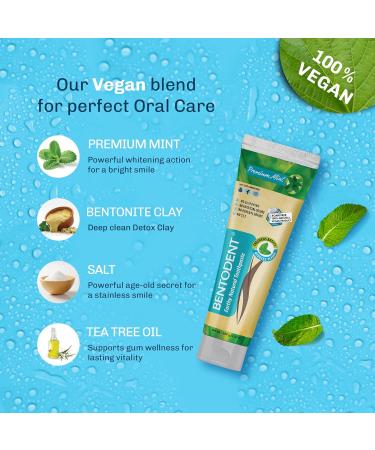 Buy Bentodent Fluoride Free Calcium Bentonite Clay Toothpaste - Natural Family Toothpaste for Kids & Adults | Fresh Breath & Plaque Removal - Premium Mint - Buy Online on GoSupps.com