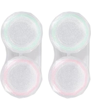 Verdant Touch Portable Contact Lens Box Set | Glittering 2-Pack Travel Storage with Tweezers | Multicolored Contact Lens Case | International Shipping Available - Buy Online on GoSupps.com