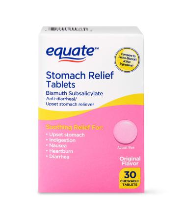 Equate - Stomach Relief Pink Bismuth Subsalicylate 30 Chewable Tablets (2)