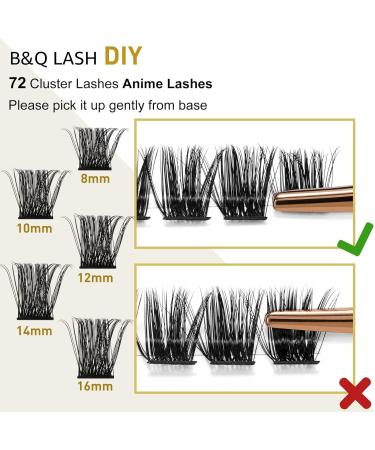 72 Clusters B&Q D Curl Individual Cluster Lashes | DIY Soft Fluffy Eyelash Extensions - D-16mm B 07 - Buy Online on GoSupps.com