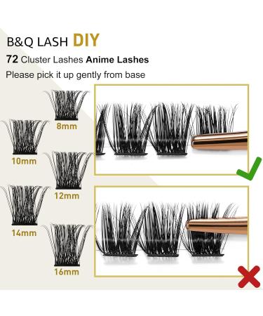 Buy BQ Lash Colored Eyelash Clusters - 72 Individual DIY Extensions for Home Use (B07 D-8-16 Mix) - Black Eyelashes for Stunning Looks - Buy Online on GoSupps.com