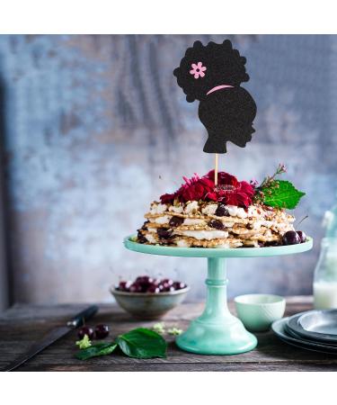 Arthsdite 1Pc Happy Birthday African Girl Cake Topper Girl Birthday Cake Pick Decorations for Wedding Engagement Baby Shower Girls Birthday Theme Party Cake Decorations Black - Buy Online on GoSupps.com