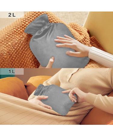 Buy Grey Hot Water Bottle with Cover - 2L Pain Relief Heating Pad for Neck & Shoulder - International Shipping - Buy Online on GoSupps.com