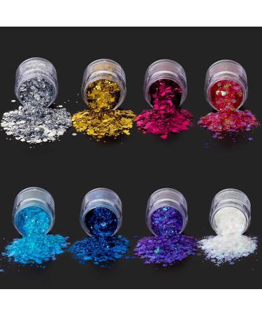 Nal Glitter Sequin Chunky Glitter - 8 Jar Set 8 Vibrant Colors for Face Nail & Makeup | Ideal for Festivals Masquerades & Halloween Party Decor - Buy Online on GoSupps.com