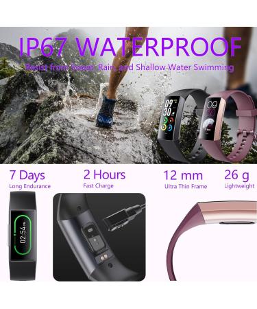 Activity Tracker for Men & Women | 1.1'' AMOLED Screen Fitness Watch with Heart Rate Blood Pressure Sleep Monitor & Calorie Tracking | Smart Band for Android & iPhone - C67 Schwarz - Buy Online on GoSupps.com