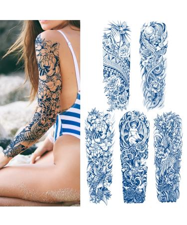 Aresvns Semi Permanent Sleeve Tattoo for Men and women  Realistic Temporary Tattoos Japanese Full Arm Waterproof Long-Lasting 2-3 Weeks Christmas Gift