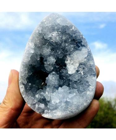 Natural Crystal Rough Natural Beautiful Blue Celestite Crystal Geode Cave Quartz Cluster Egg Specimen Decoration (Size : 380-450g) - Buy Online on GoSupps.com