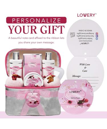 Cherry Blossom Spa Gift Basket Set for Women - Luxury Bath and Body Set with Lotions, Bath Bombs, Mirror, Travel Bag - Perfect Christmas Gift - Buy Online on GoSupps.com