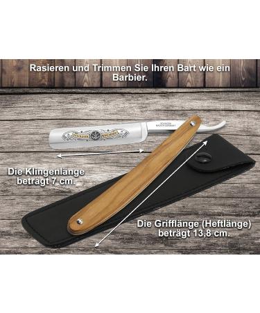 Premium Solingen Razor Set - Golden Estate Hollow Cut Beard Knife & Mustache Knife - Gentle Wet Shaving in Olive Wood Case - Made in Germany - Buy Online on GoSupps.com