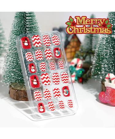 YOXIER 24Pcs Christmas Kids False Nail Press on Nails Kids Fake Nails Snowflakes Snowmen Santa Xmas Artificial Nail Tips for Girls Kids 5 - Buy Online on GoSupps.com