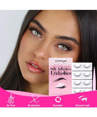 Buy Wispy Self Adhesive Eyelashes - Reusable Natural Look False Lashes | 3 Pairs with Tweezers by Geeneiya - International Shipping Available - Buy Online on GoSupps.com