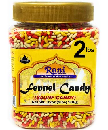 Rani Sugar Coated Fennel Candy 2lbs (32oz) 908g Bulk, PET Jar  Indian After Meal Digestive Treat | Vegan | Gluten Friendly | NON-GMO | Indian Origin Sugar Coated (Jar) 2 Pound (Pack of 1)
