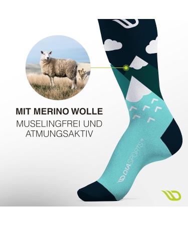 Diasports Merino Wool Ski Socks for Kids | Warm Thermo Knee Socks | Thick Winter Socks for Girls & Boys | KidStars 31-34 Turquoise - Buy Online on GoSupps.com