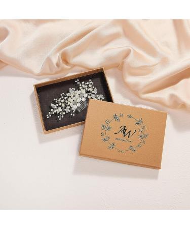 AW BRIDAL Rhinestone Wedding Hair Comb - Crystal Flower Hair Clip for Brides (Silver) - Buy Online on GoSupps.com