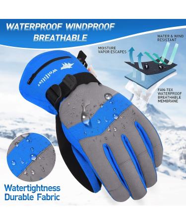WOLFILIST Ski Gloves - Waterproof, Windproof, 3M Thinsulate Insulated Snowboard Gloves with Zipper Pocket - Touchscreen Winter Gloves for Men Women (Large, Blue) - Buy Online on GoSupps.com