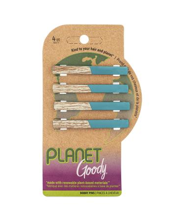 GOODY Planet Bobby Pins - 4 Count Blue - Slideproof Bobbies to Style With Ease - Hair Accessories for Men Women Boys & Girls - For All Hair Types - Made with Recycled Ocean-Bound Plastic