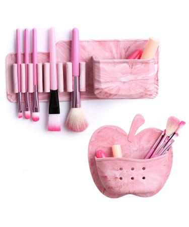 Silicone Makeup Brush Drying Holder, Wall Mounted Makeup Brush Organizer Brushes Storage Toothbrush Holder Mount to Wall, Mirror and Tile for Bathroom