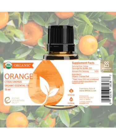 Rocky Mountain Oils Organic Orange Essential Oil - 100% Pure Aromatherapy Diffuser Oil | Pet-Friendly Citrus Fragrance | Therapeutic Grade 15mL - Buy Online on GoSupps.com