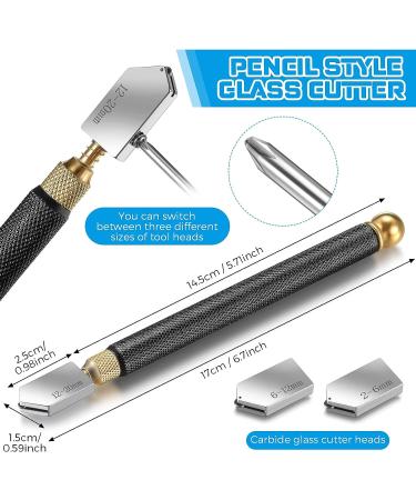 6-Piece Glass Cutter Tool Set with Pencil Style Cutter, Circular Cutter, Carbide Cutter, Screwdriver, Oil Dropper - for Glass, Tiles, Mirror - Buy Online on GoSupps.com