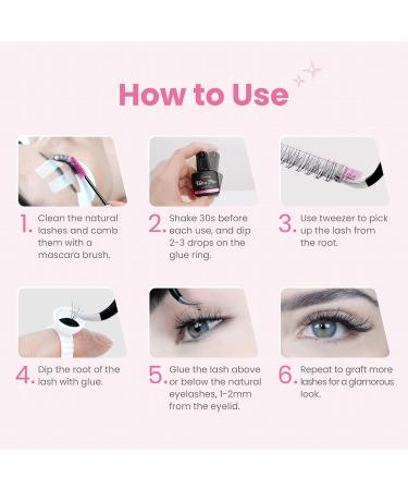 DIY Lash Extension Kit 20D Faux Mink Cluster Lashes 0.05 Curl 8mm-15mm Eyelash Glue Remover and Tweezers - Buy Online on GoSupps.com