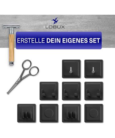 Lobux Self-Adhesive Hooks - Super-Resistant Soft-Touch Silicone Towel Holder for Bathrooms Mirrors & Showers - No Drilling Required (Black) - Buy Online on GoSupps.com