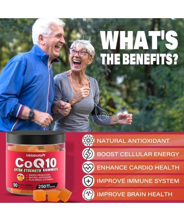 Buy Sugar Free CoQ10 Gummies 250mg - Vegan Heart & Energy Support Omega-3 Antioxidant - 90 Chewable Orange Flavored Gummies - Buy Online on GoSupps.com