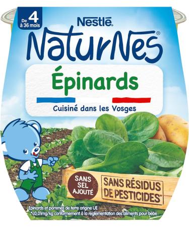 Nestl Baby Naturnes Baby Food Pots with Spinach - From 4/6 months - 2x130g - Buy Online on GoSupps.com