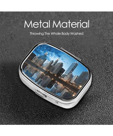Chicago Reflected Printing Small Pill Case | 2 Compartment Travel Pill Organizer | Cute Pill Box for Purse & Pocket Gifts - Buy Online on GoSupps.com