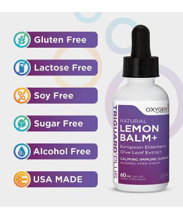 TriGuard Lemon Balm Plus Tincture - Calming Stress Relief & Immune Support | Elderberry, Olive Leaf Extract | 2 fl oz Alcohol-Free - Buy Online on GoSupps.com