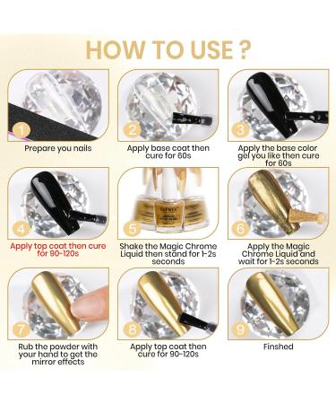 Gold Liquid Chrome Nail Powder 10ML - Mermaid Aurora Metallic Nail Polish | Chameleon Iridescent Pigment for DIY Nail Art | 0.33 Fl Oz (Pack of 1 - Buy Online on GoSupps.com