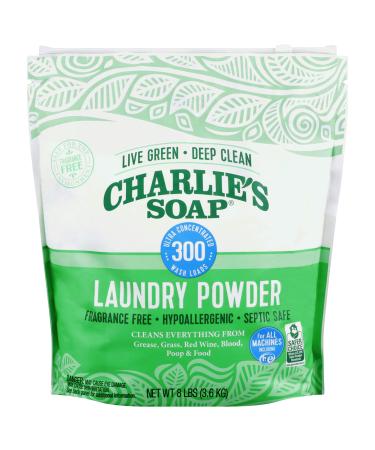 Charlies Soap Laundry Powder (300 Loads, 1 Pack) Fragrance Free Hypoallergenic Plant Based Deep Cleaning Laundry Powder  Biodegradable Eco Friendly Sustainable Laundry Detergent 300 Load (8 lb)