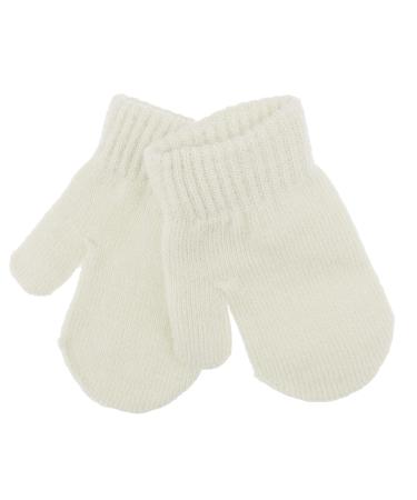 Baby Girls Boys Warm Winter Knitted Mittens Newborn to 6 Months (Cream)