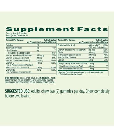 Prenatal Multivitamin Gummies with DHA & Folic Acid Fruit Flavor 90 Count 45-Day Supply Daily Prenatal Wellness Support Before During & After Pregnancy - Buy Online on GoSupps.com