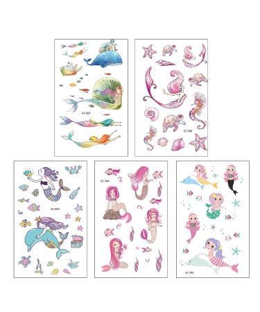 Mermaid Temporary Tattoos (200PCS+), Konsait Under the Sea Party Body Stickers for Girls Birthday, Goodie Bag Filler & Kids Party Favor - Buy Online on GoSupps.com