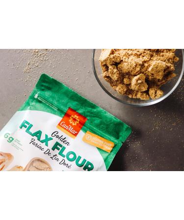 CanMar Golden Flax Flour Fiber-Rich from Flax Seeds (500g) with Protein Omega 3-6 Calcium - Gluten-Free Nut-Free Non-GMO - Breakfast Essentials for Pancakes Breads Cookies & More - Buy Online on GoSupps.com